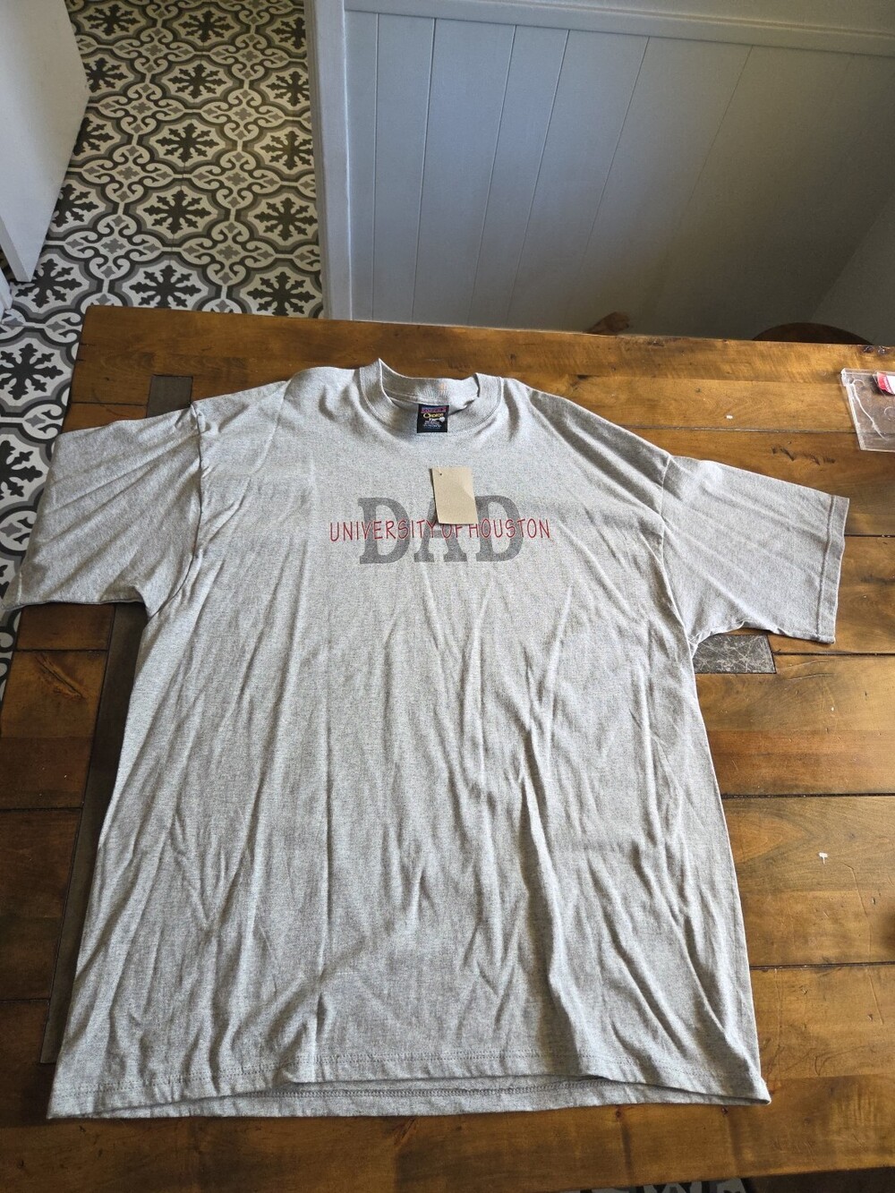 Vtg 90s University of Houston Dad T-Shirt Made in USA Soffe XXL Gray UH Cougars